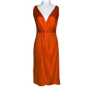 & Other Stories Sleeveless Orange Lyocell Twist Knot Midi Dress Size 4‎